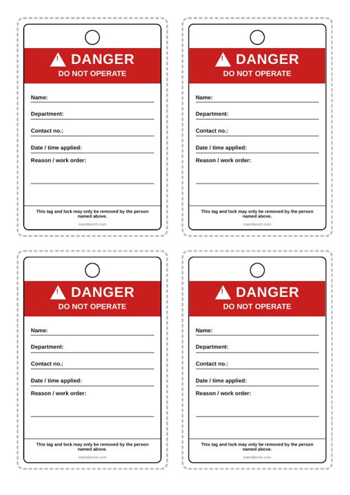 Preview of the Lockout tags and personal lock ID cards